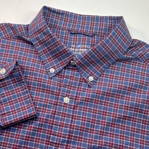 Vineyard Vines On The Go Performance Blue Red Plaid Button Down Shirt Mens L